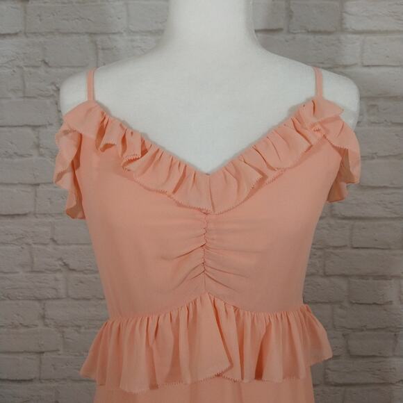 AM Michael Kors Pink Ruffled Tiered Midi Maxi Dress NWT S Coquette Feminine Cute - Picture 2 of 13